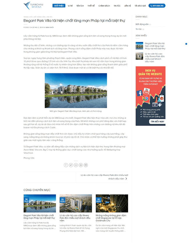 Giao diện web bất động sản dự án căn hộ